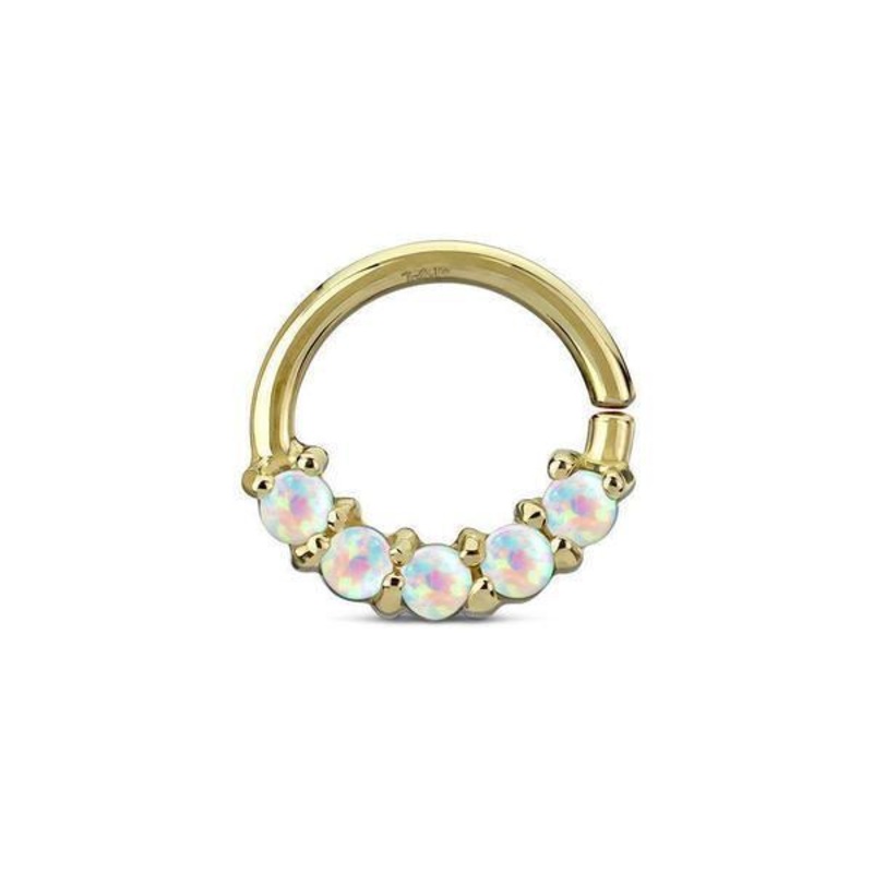 14kt Yellow Gold 5 Opal Ring 16G 8mm