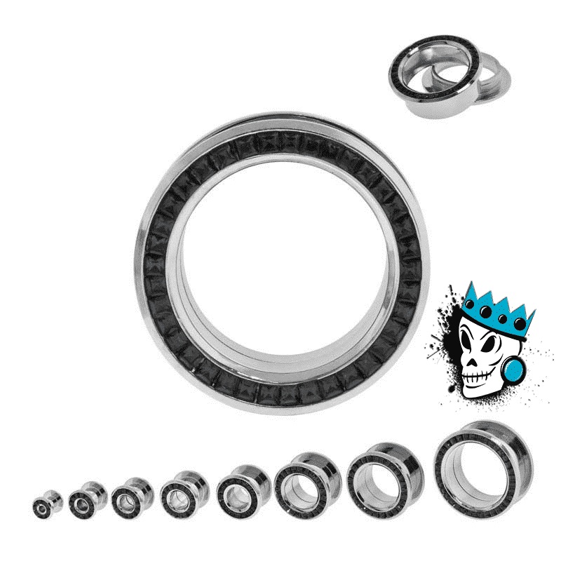 Black Bling Flesh Tunnels (8 gauge – 1 1/2 inch) 8 g
