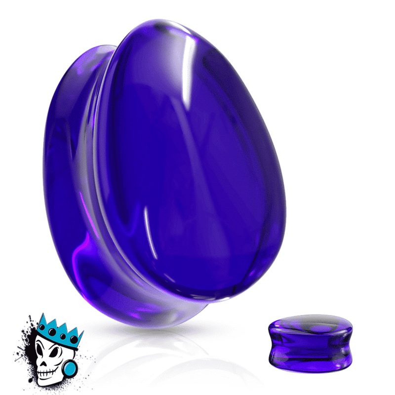 Blue Tear Drop Double Flare Glass Plugs (2 gauge – 3/4 inch) 2 g