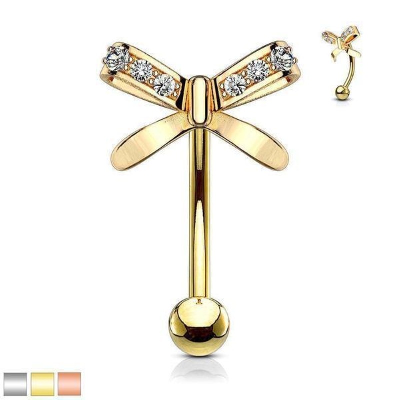 Bow Curve Bar 16G Rose Gold