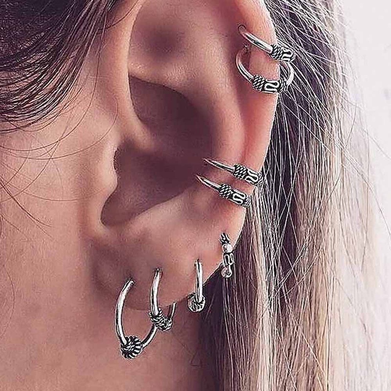 Catori Ear Cuff Hoop Earrings Piercings Set 8pcs