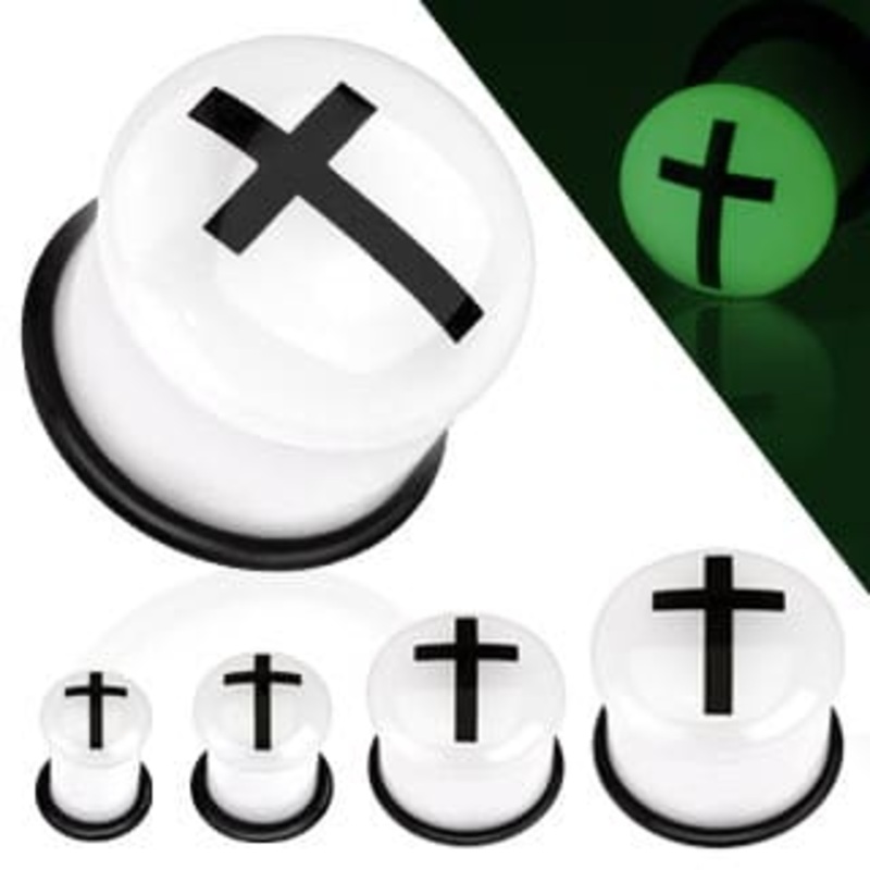 Cross Glow In Dark Plugs (0 gauge – 5/8 inch) 0 g