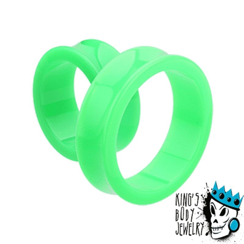 Green Acrylic Double Flare Tunnels (1 1/8 inch – 2 inch) 1 1/8 inch