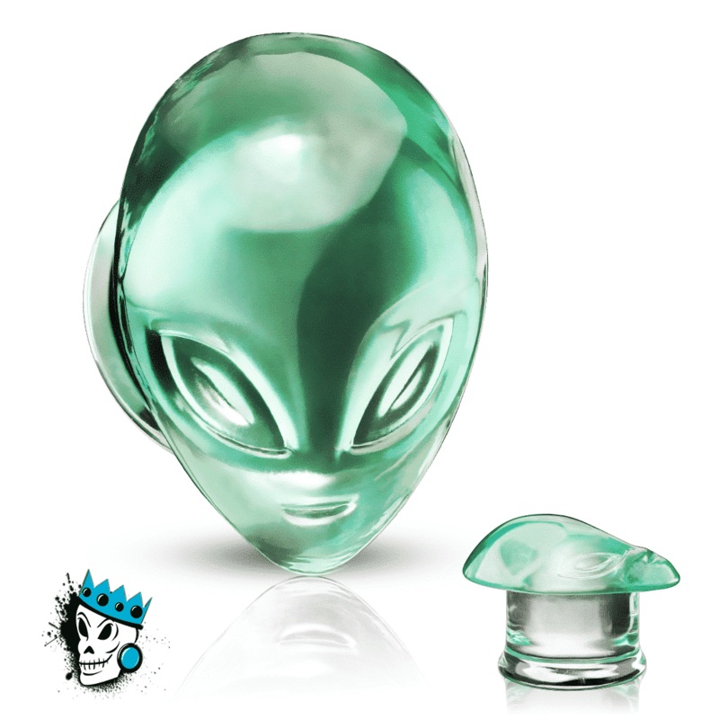 Green Alien Glass Plugs (2 gauge – 1 inch) 2 g