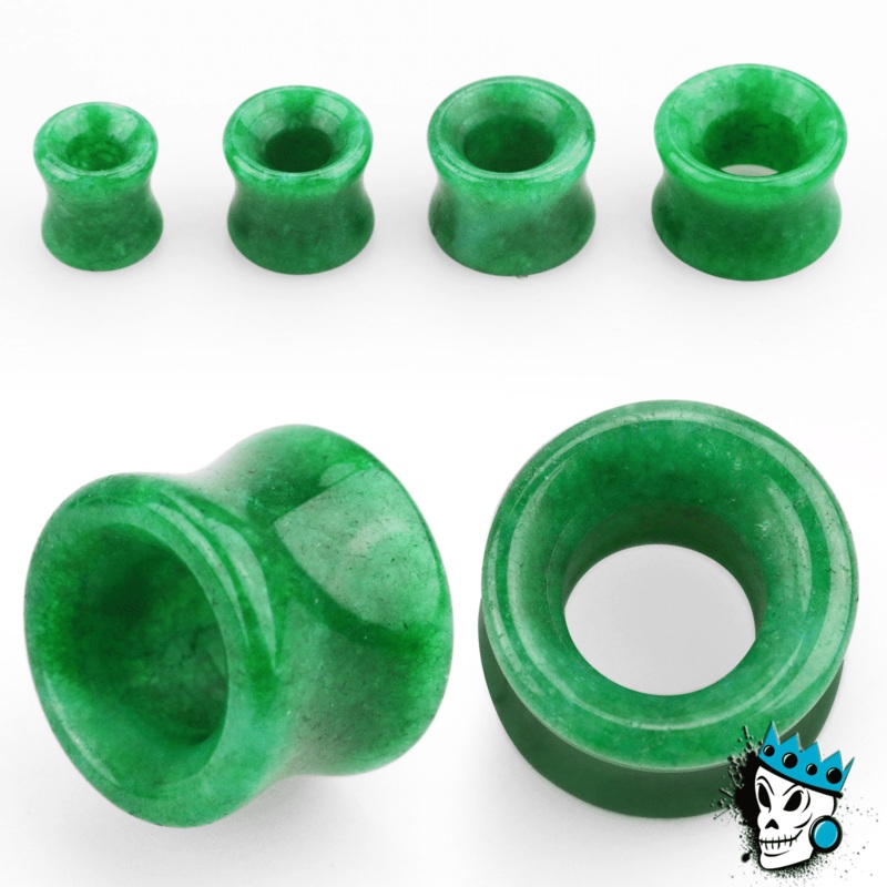 Green Jade Stone Concave Tunnels (2 gauge – 1 inch) 2 g