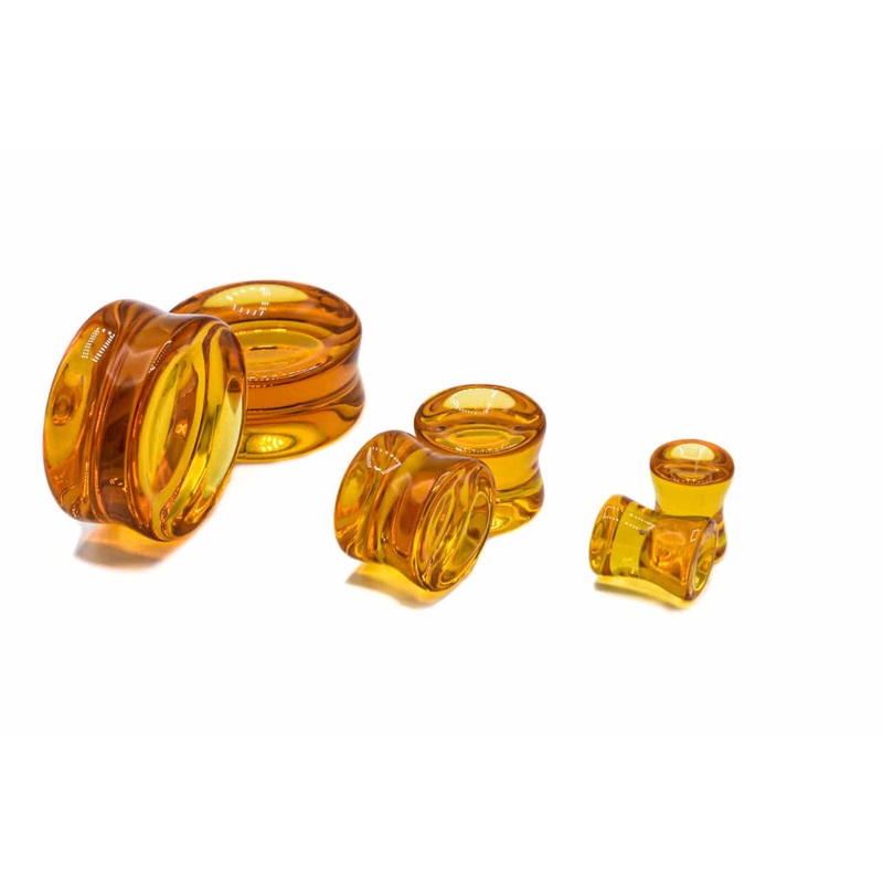 Honey Double Flare Concave Glass Plugs (2 gauge – 1 inch) 2 g