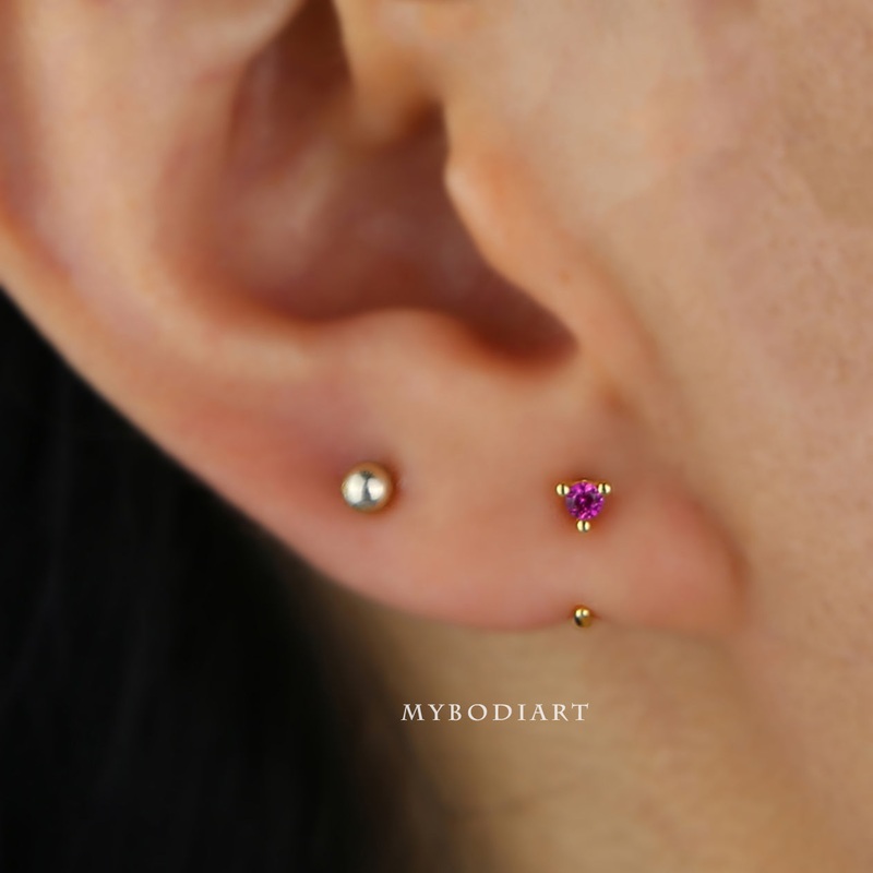 Jane Simple Minimalist Crystal Hoop Huggie Ring Claw Earring Pink Crystals