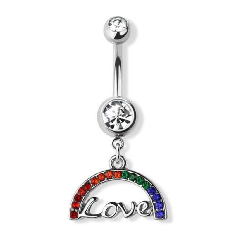 Pride Love Rainbow Belly Bar 14G