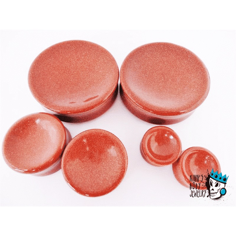 Red Goldstone Concave/Convex Stone Plugs (8 gauge – 1 7/8 inch) 8 g
