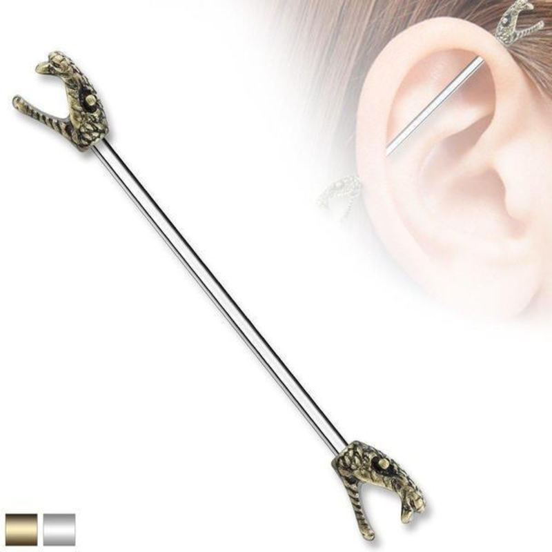 Snake Ends Industrial 14G 38mm Antique Gold