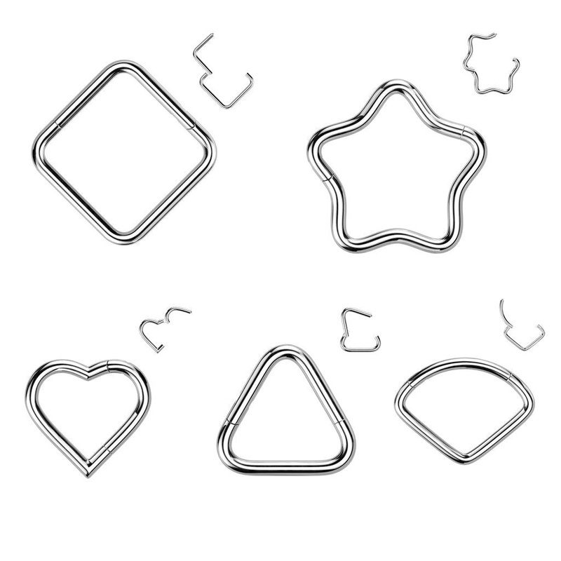 Titanium Shape Hinged Ring 16G 8mm Square