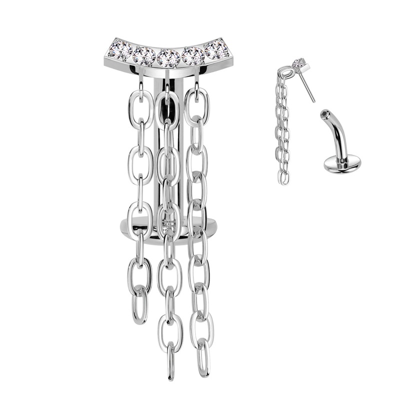 Titanium Threadless Triple Chain Belly Bar