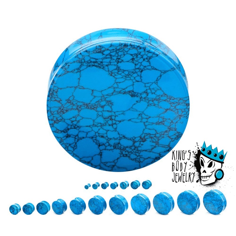 Turquoise Double Flare Stone Plugs (8 gauge – 2 inch) 8 g