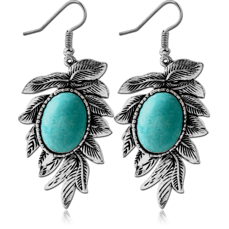 Turquoise Leaves Earring Pair