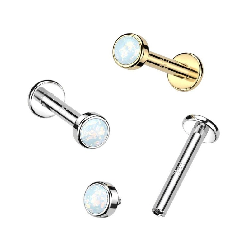 14kt Gold Opal Labret 6mm White Gold