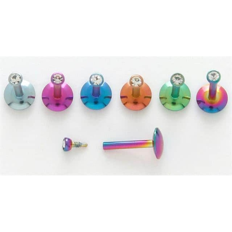 Anodized Bling Labret Ring (16 gauge) 16 g 5/16″ Purple