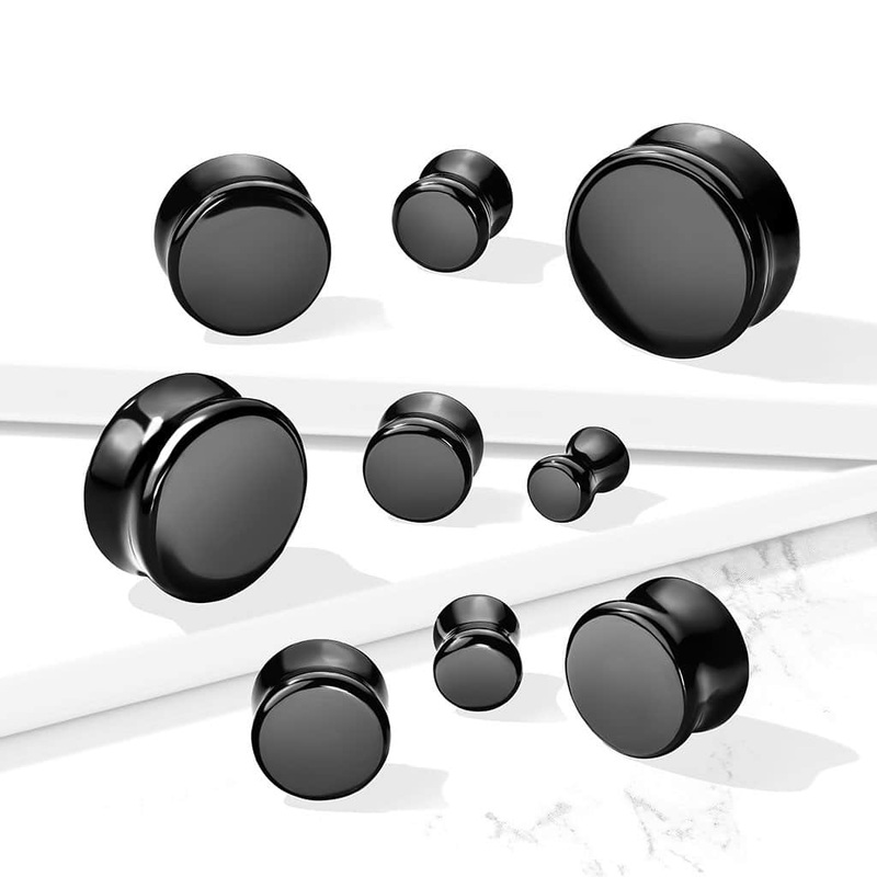 Black Obsidian Double Flare Stone Plugs (8 gauge – 2 1/2 inch) 8 g