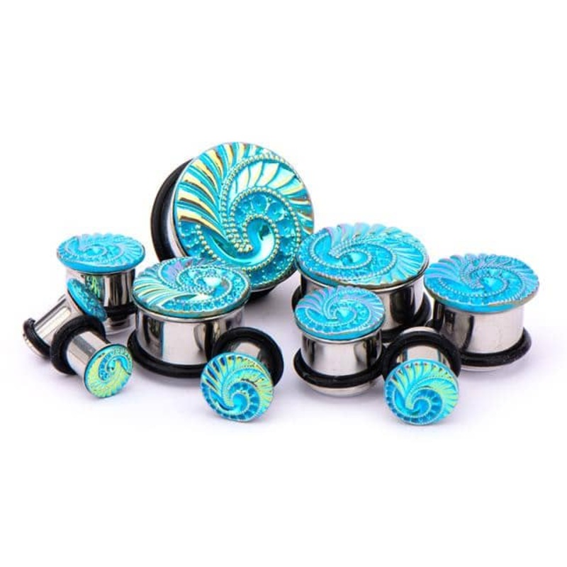 Blue Swirl Plugs (7/16 inch – 1 inch) 7/16 inch