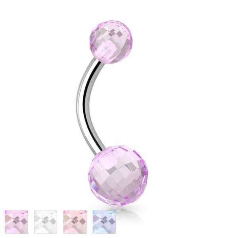 Disco Ball Belly Bar 14G Aqua