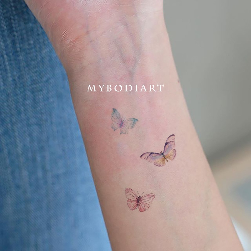 Giada Cute Small Watercolor Butterfly Temporary Tattoo Sheet EC-776