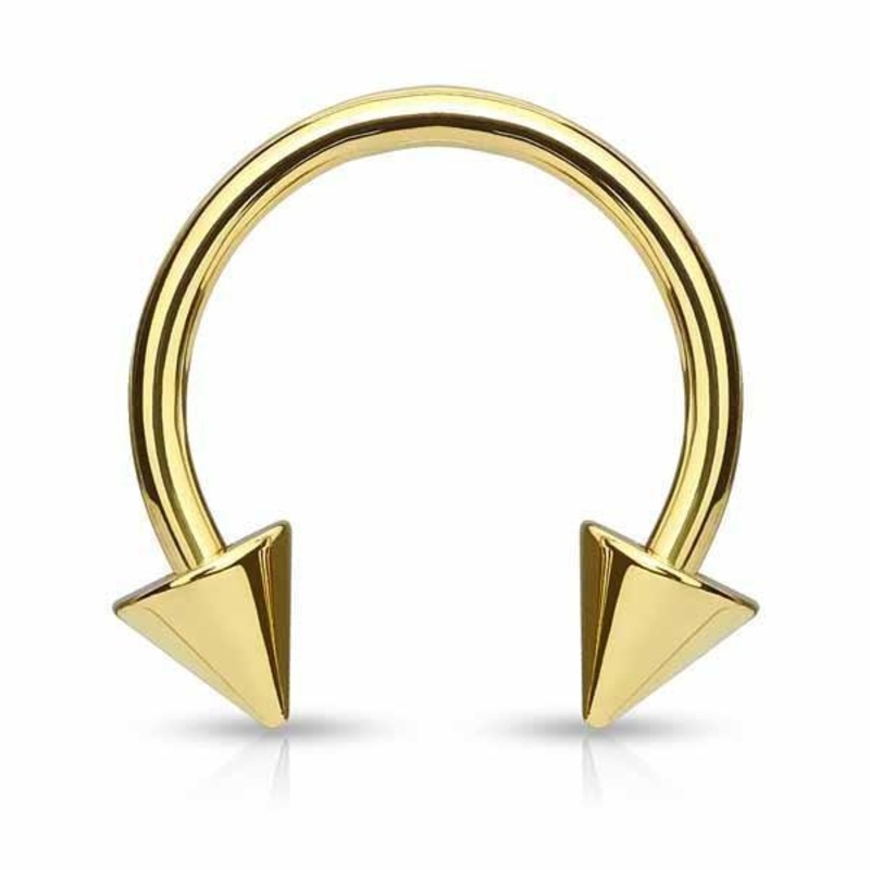 Gold IP Spike Horseshoe 16G 14G 16G 8mm 3x3mm