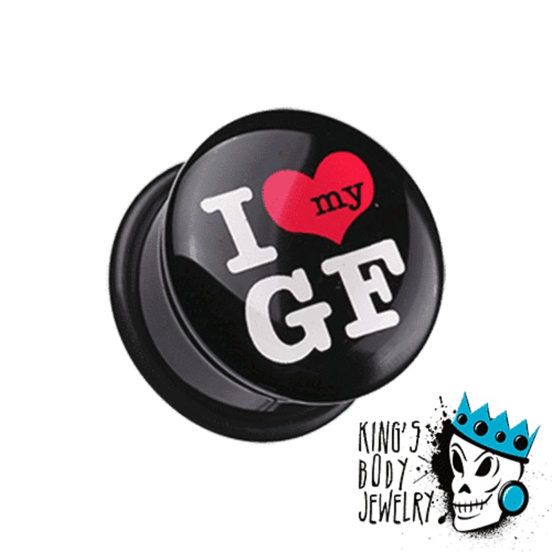 I Love My Girlfriend Plugs (2 gauge – 1 inch) 2 g