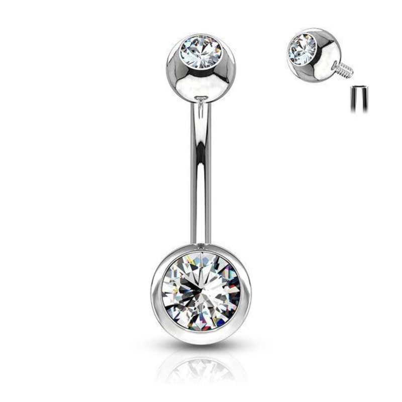 I.T. Gem Belly Bar 14G 8mm Clear