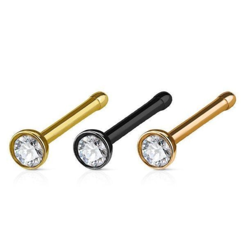 IP Gem Nose Bone 18G 20G 20G Black