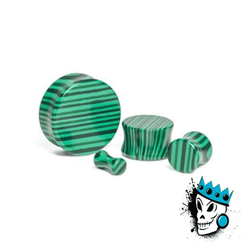 Malachite Double Flare Stone Plugs (7/8 inch) 7/8 inch