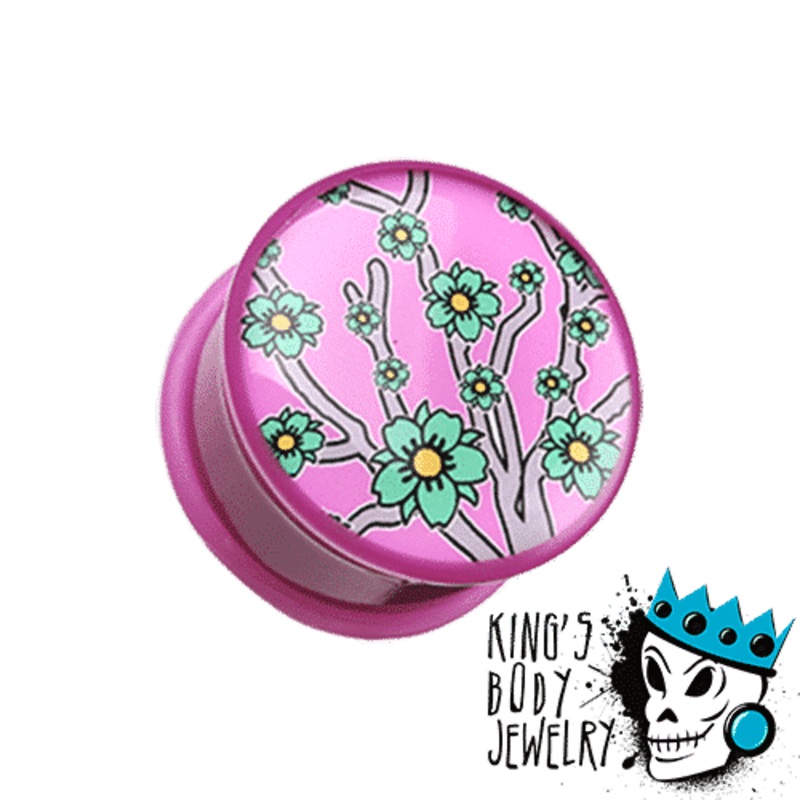 Purple Flower Blossom Plugs (2 gauge – 1 inch) 2 g