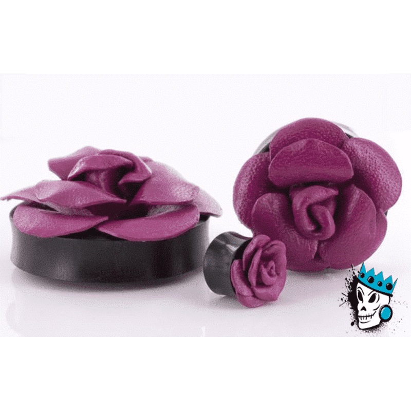 Purple Flower Wood Plugs (21 mm – 1 3/8 inch) 21 mm