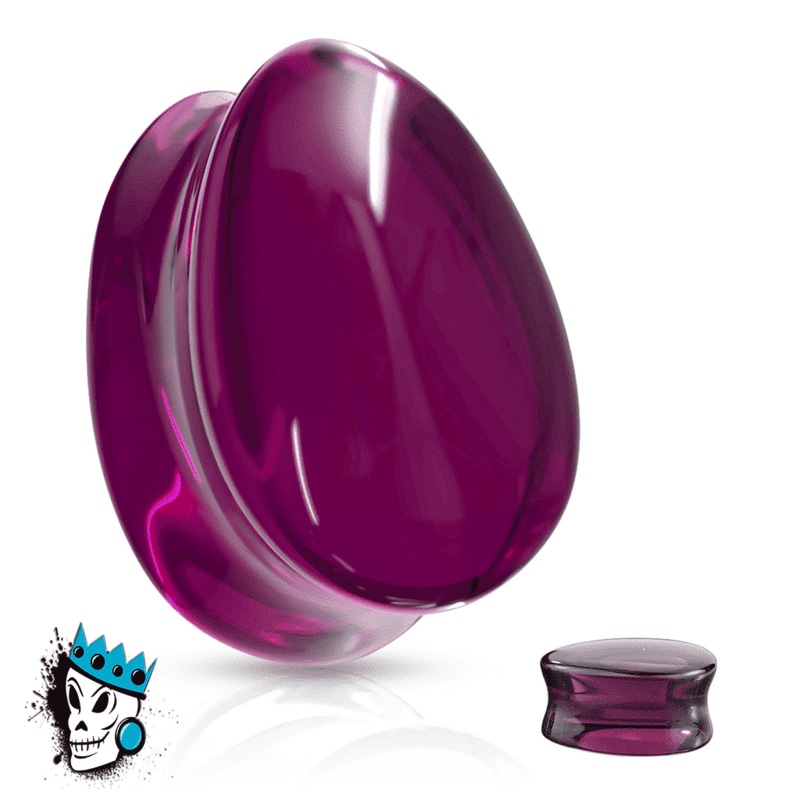 Purple Tear Drop Double Flare Glass Plugs (2 gauge – 3/4 inch) 2 g