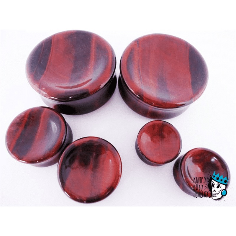 Red Tiger’s Eye Concave/Convex Stone Plugs (8 gauge – 7/8 inch) 8 g