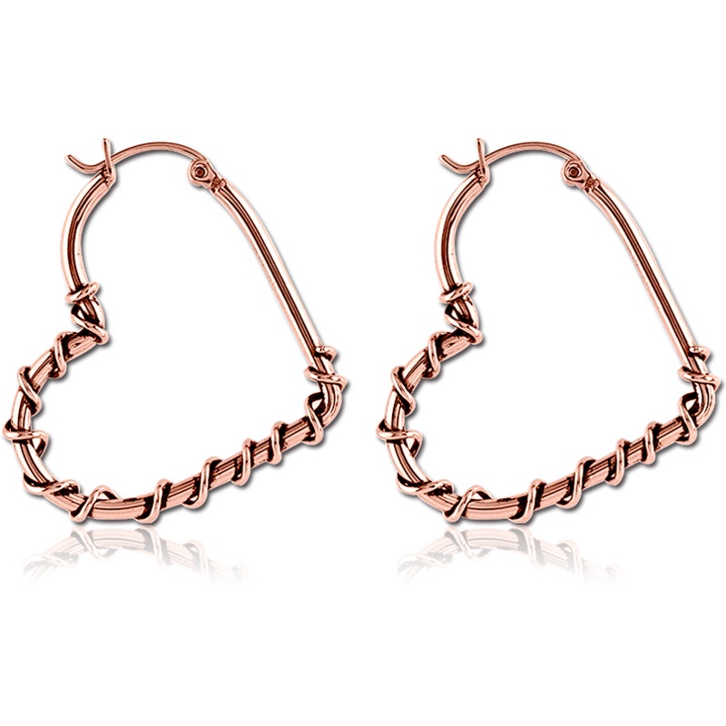 Rose Gold Twisted Heart Earring Pair