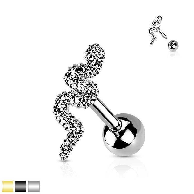 Snake Cartilage Bar 16G Black