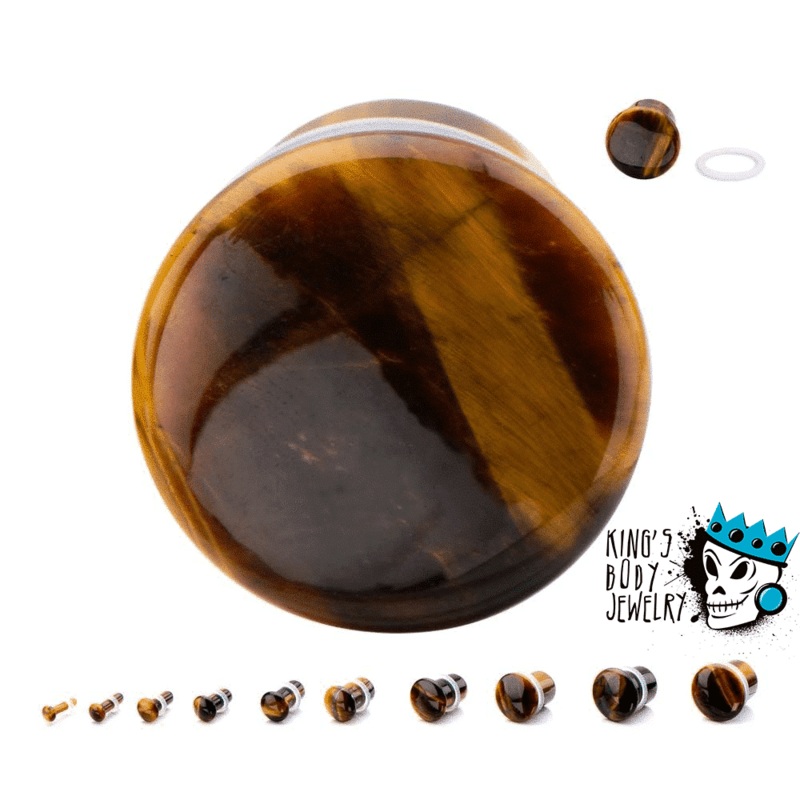 Tiger’s Eye Single Flare Stone Plugs (6 guage – 5/8 inch) 6 g