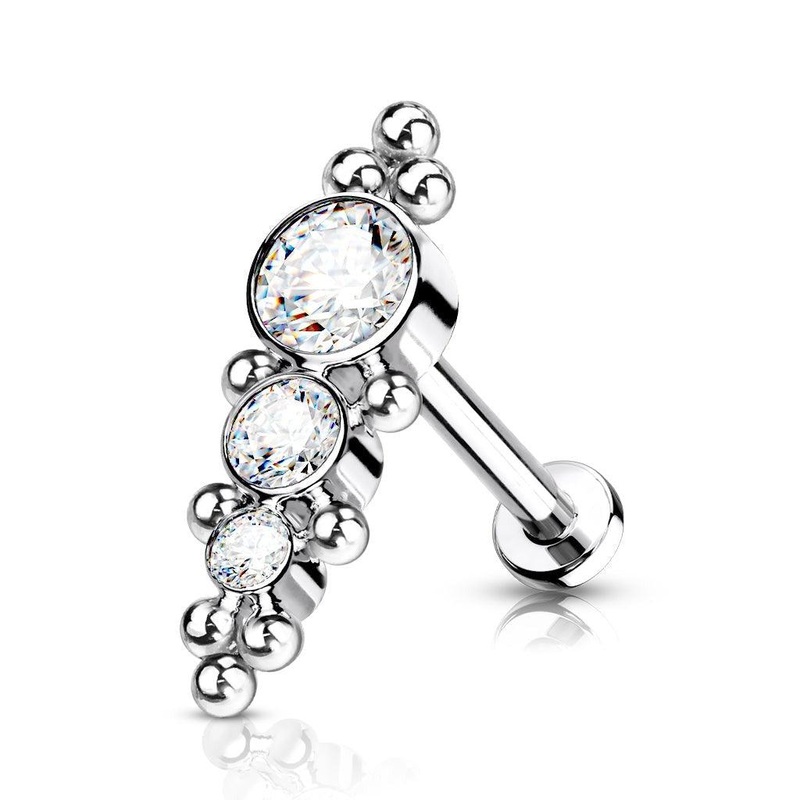 Titanium Gem Cluster Row Labret 16G 6mm