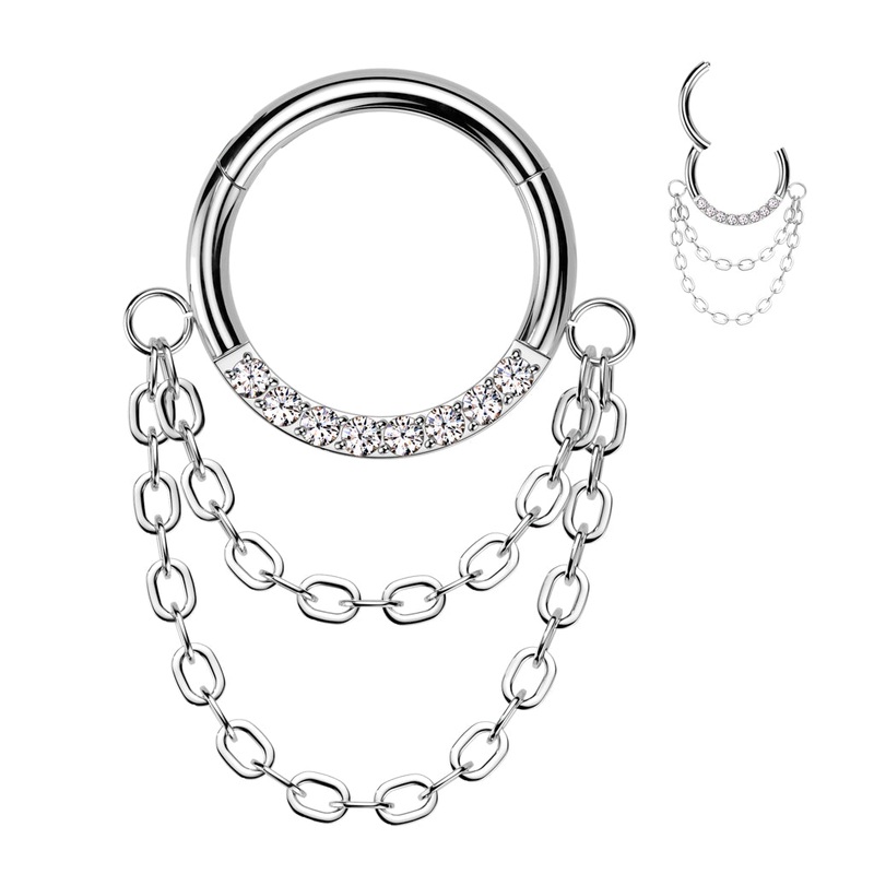 Titanium Paved Chain Hinged Ring 8mm