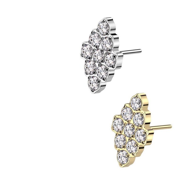 Titanium Threadless Gem Paved End Gold