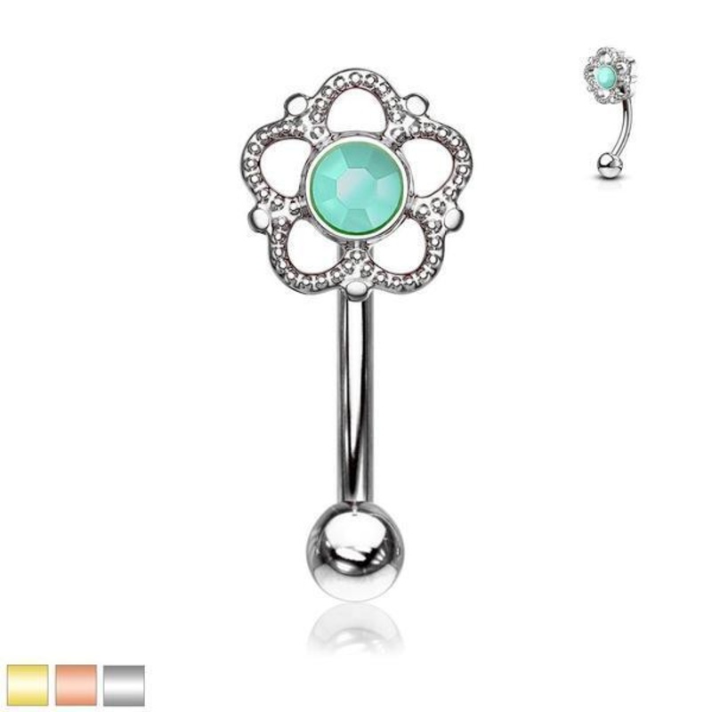 Turquoise Flower Curve 16G Gold