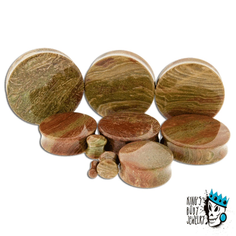 Wood Line Jasper Double Flare Stone Plugs (8 gauge – 1 inch) 8 g