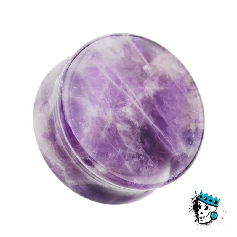 Amethyst Double Flare Stone Plugs (8 gauge – 1 3/8 inch) 8 g