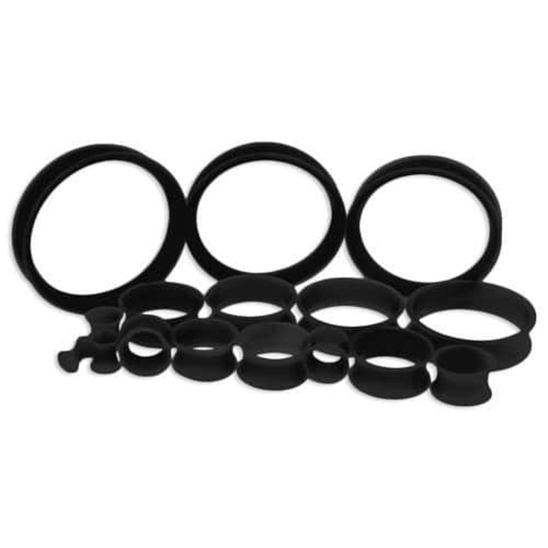 Black Silicone Thin Tunnels (6 gauge – 2 inch) 6 g