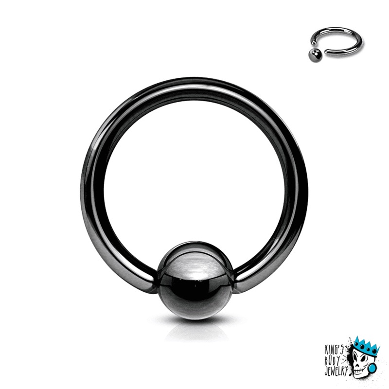 Captive Bead Rings with Hematite Ball (18 gauge – 14 gauge) 18 g 3/8″