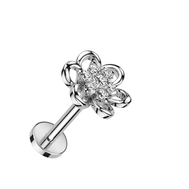 Gem Centre Flower Labret 16G 6mm