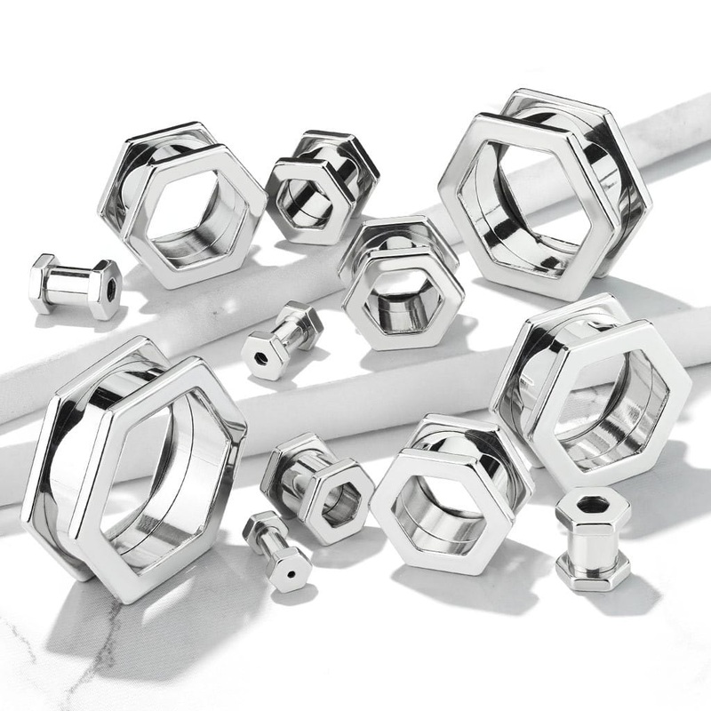 Hexagon Tunnels (8 gauge – 1 inch) 8 g