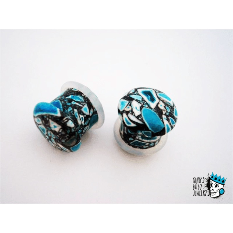 Mixed Turquoise Single Flare Stone Plugs (12 mm) 12 mm