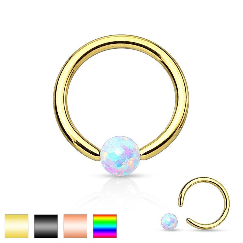 Opal Captive Ring 16G Black