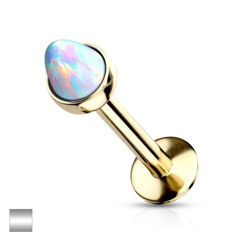 Opal Spike Labret 6mm Gold 3x3mm