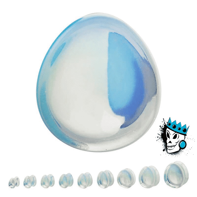 Opalite Ovalized Tear Drop Stone Plugs (7/8 inch) 7/8 inch
